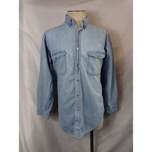 Vintage RJ Randy James Denim Shirt Men's Size Medium Long Sleeve Button Up Shirt